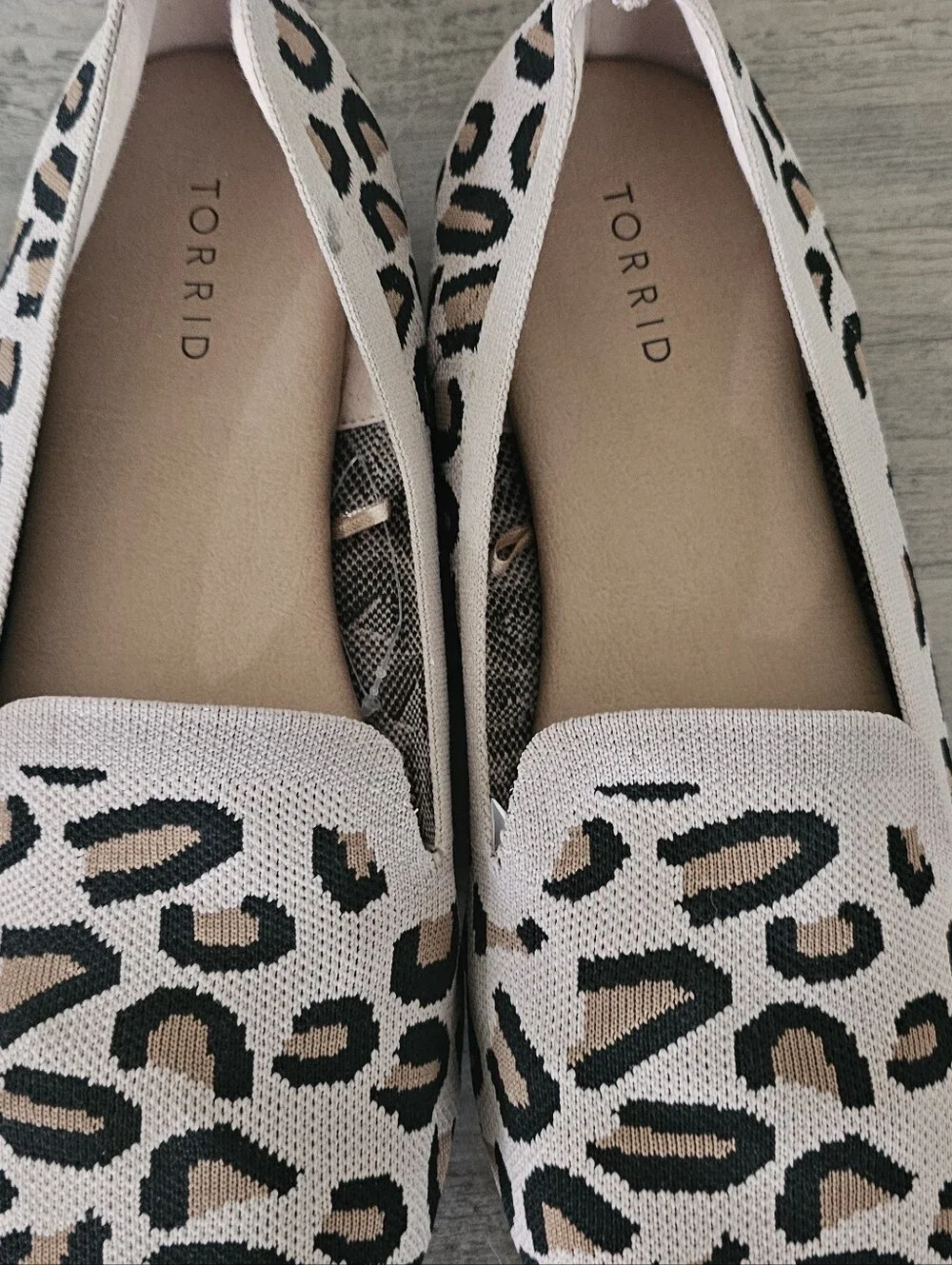Torrid Leopard Animal Print Stretch Knit Slip-On Wide Loafers Plus 13 WW